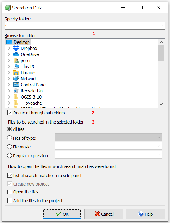EditPad Pro Find on Disk window